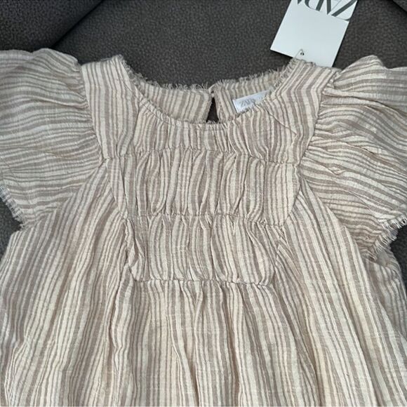 ZARA Kids | Beige | SMOCKED DRESS - Picture 7 of 12